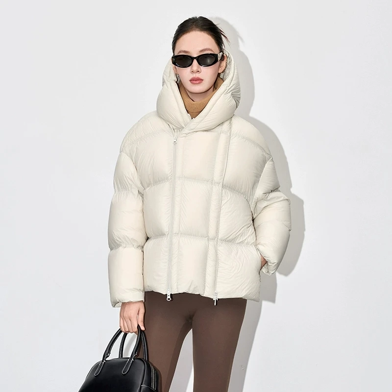 2025 hiver nouveau Simple nuage bouffée pain doudoune femmes ample court mode épaissir chaud à capuche vers le bas manteau dame décontracté hauts