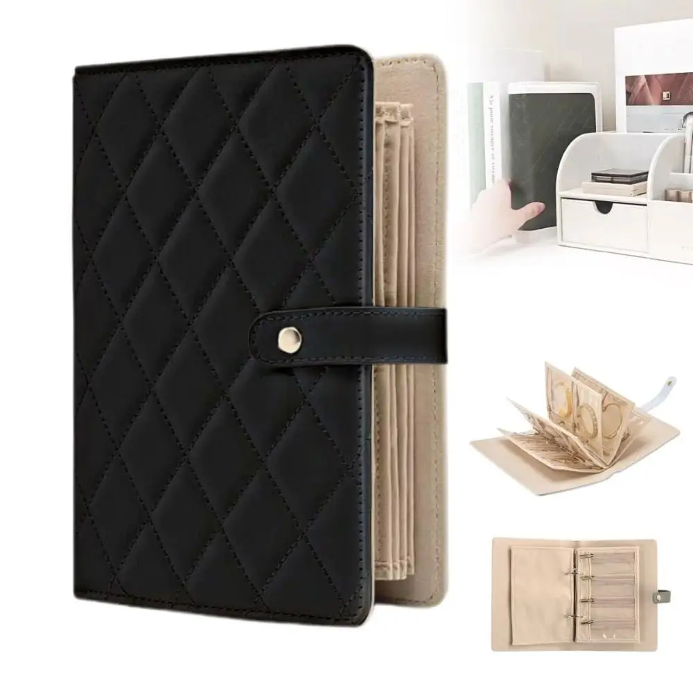 

Прозрачная книга для хранения ювелирных изделий с застежкой-молнией, бархатная книга для хранения, роскошный органайзер для ювелирных изделий из искусственной кожи с прозрачными карманами