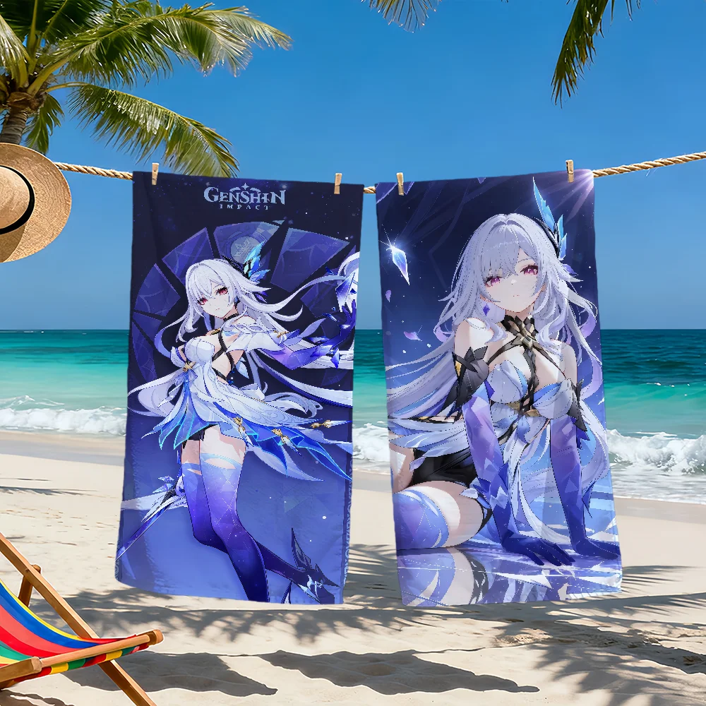 cute fanart GAME Genshin Impact skirk Towel Soft Beach Towels Quick Dry Pool Towel for Travel Gym bathing Spa Camp sport Gift