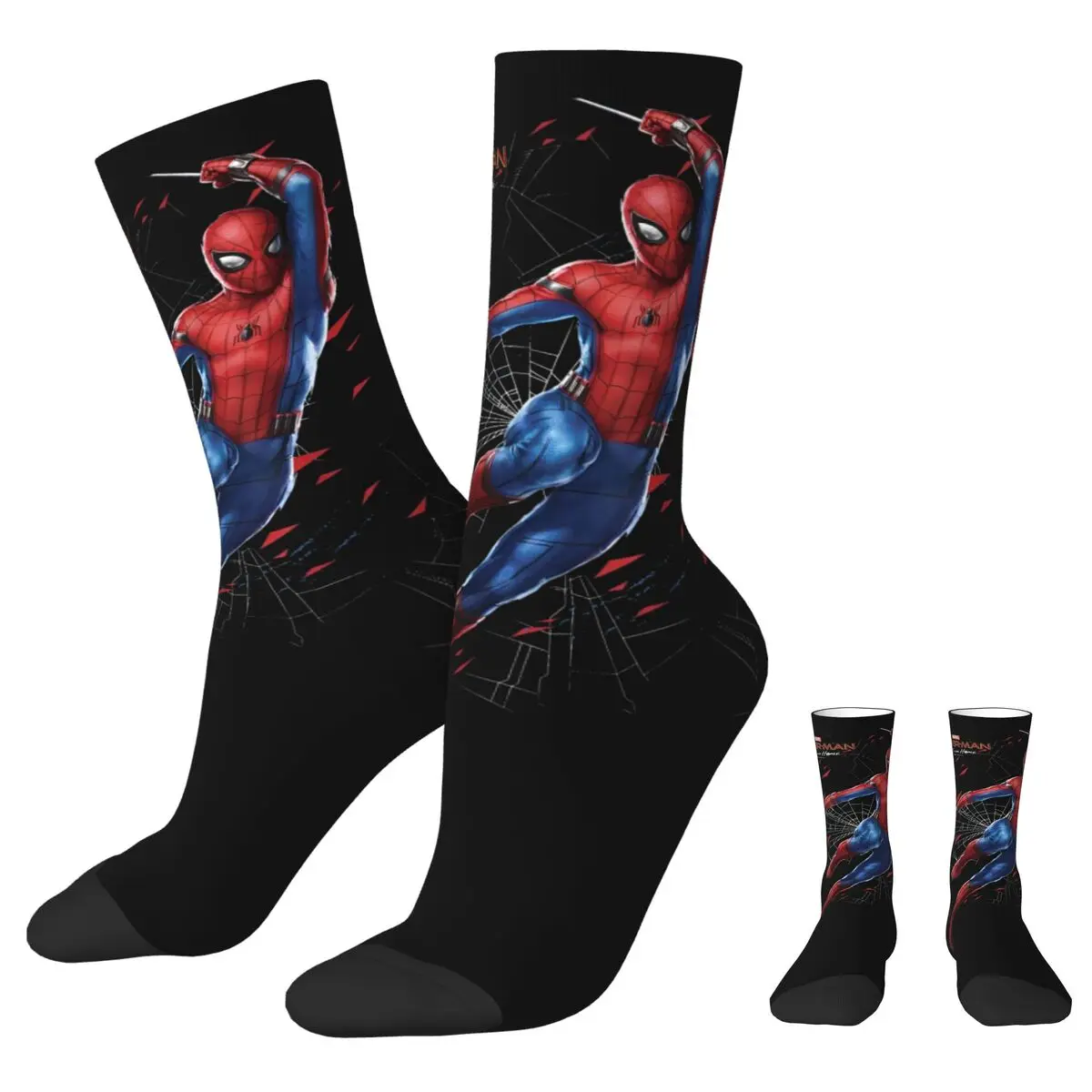 Spider-Man Far From Home Sock New Men's Socks Hip Hop Polyester Web Swing Shatter Skateboard Women Spring Autumn Winter