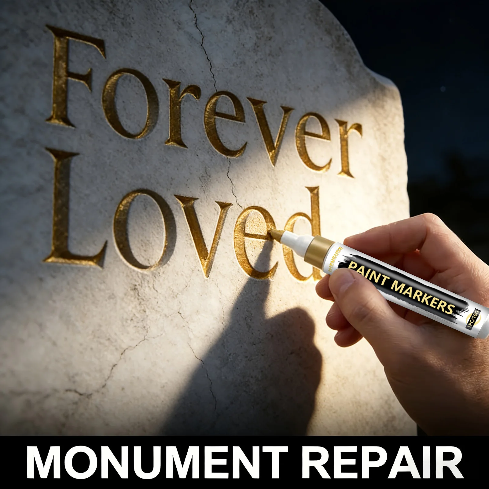 Gravestone Gold-Plating Restoration Pen |   It Can Make Faded or Blurred Writing Clear Again, and Can Be Used for Repairing and Decorating Tombstones, Monuments, Etc.