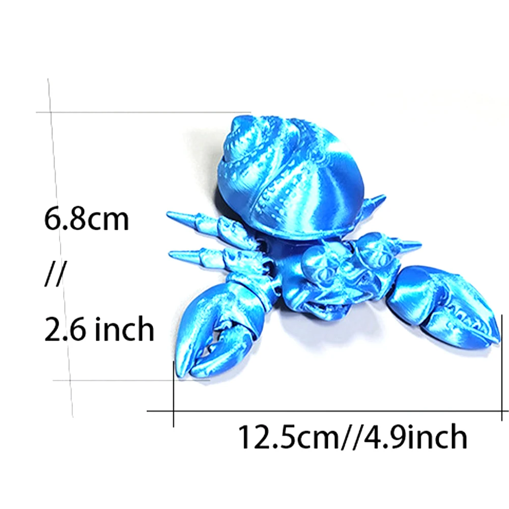 3D Printed Toys Sea Crabs Model Multi-joint Movable Animal Figures Ornament Decorative Desktop Creativity Novelty Toy Kid Gifts