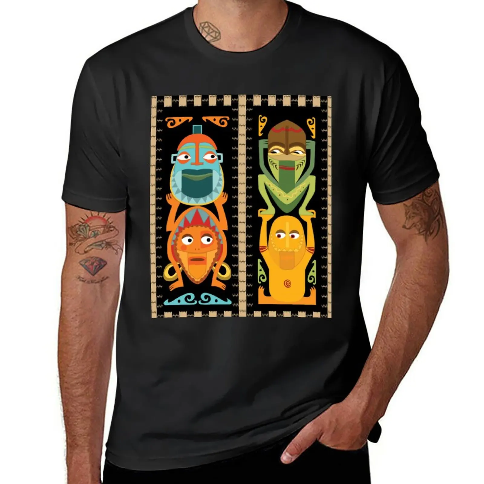 New Tropical Hawaiian Polynesian Tiki Totems T-Shirt T-shirt for a boy black t shirts Men's t-shirts