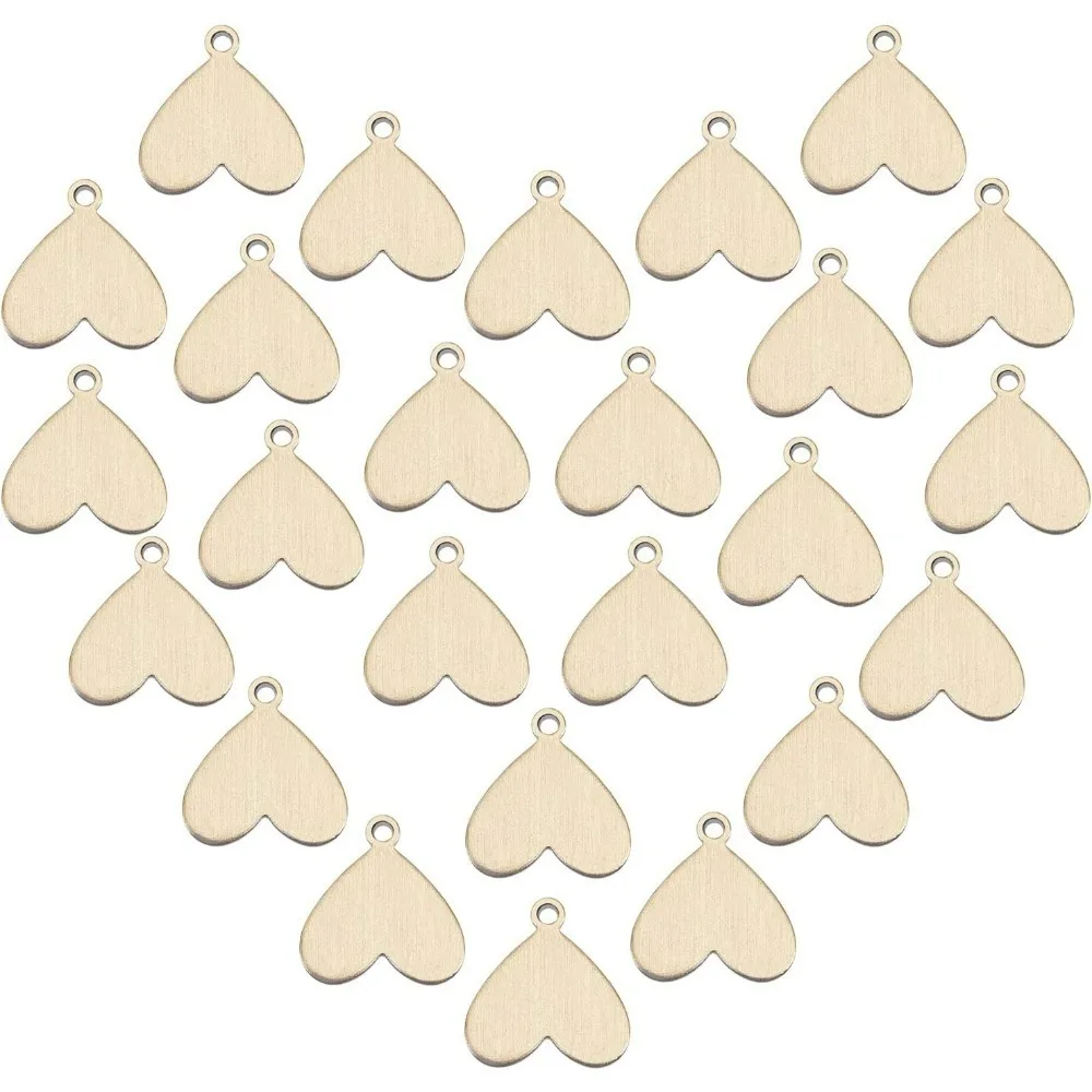 

30 Pcs Brass Heart Blank Stamping Tag Pendants Charms for Bracelet Necklace Jewelry DIY Craft Making 12x11mm Bronze