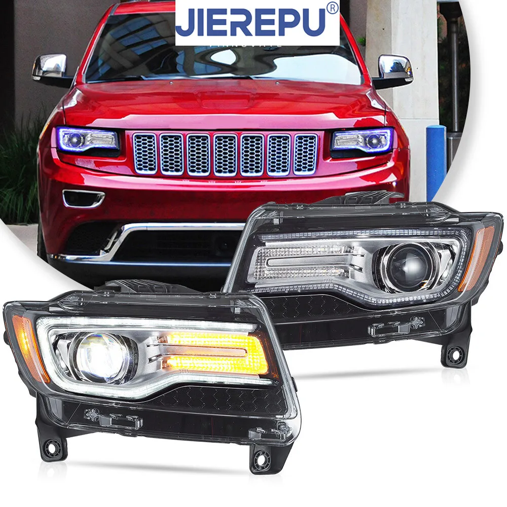 

1Pair Turn Signal Chrome LED Headlights w/Startup Animation For 14-22 Jeep Grand Cherokee