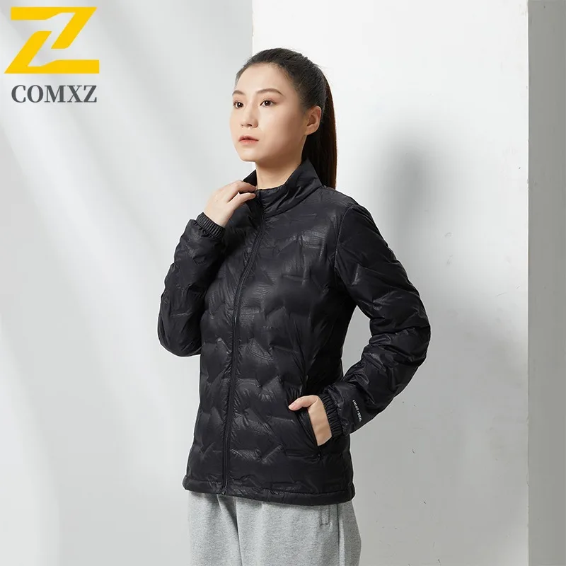 COMXZ 2025 Winter Down Jacket Men Women 80% Duck Down Stand Collar Lightweight Jacket Sport Casual Ultra Warm Waterproof Coat