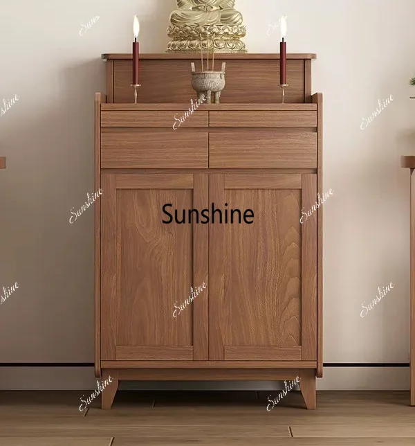 Chinese solid wood Buddhist niche serving table living room small Buddhist cabinet T*