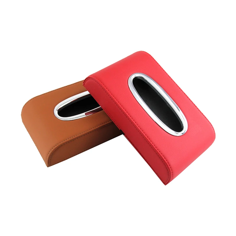 

Car Tissue Box Cover Tissue Boxes Holder PU Leather Black Brown Inside Paper Block Type Accessories Auto Decoration Tissue Boxes