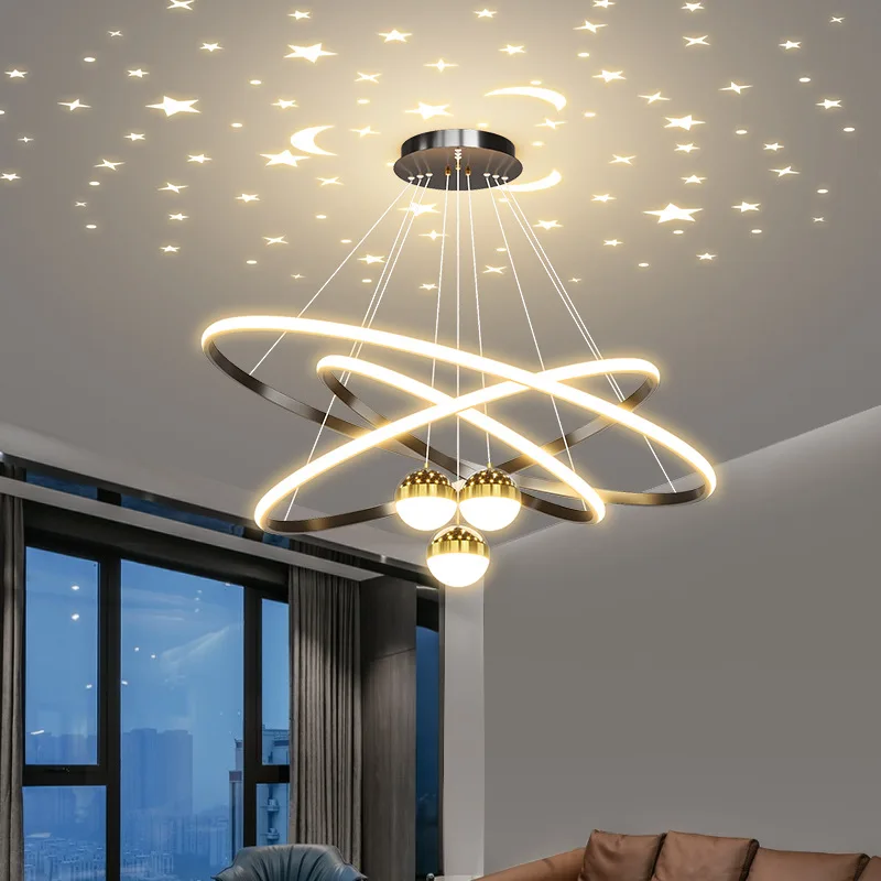 Imagem -04 - Starry Sky Teto Lâmpada Pingente Living Room Lighting Decoration Luxurious Bedroom And Dining Room Decoration