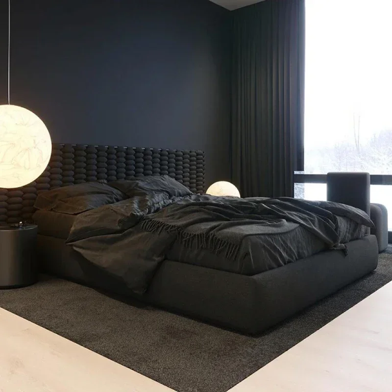 Black Japanese-style tatami bed without bedside bed frame without back bed