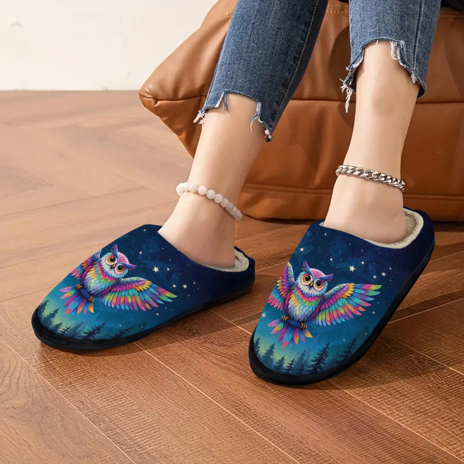 Colorful Owl House Slippers for Woman,Soft Memory Foam Womens Slippers Indoor/Outdoor,Comfy Fuzzy Slippers for Woman