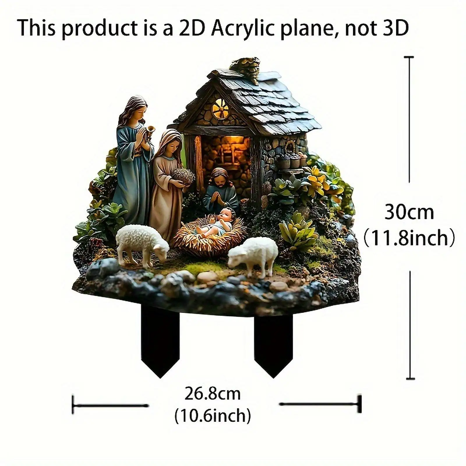 Nativity Scene Christmas Decoration Stakes Farmhouse Flower Pot Ornament