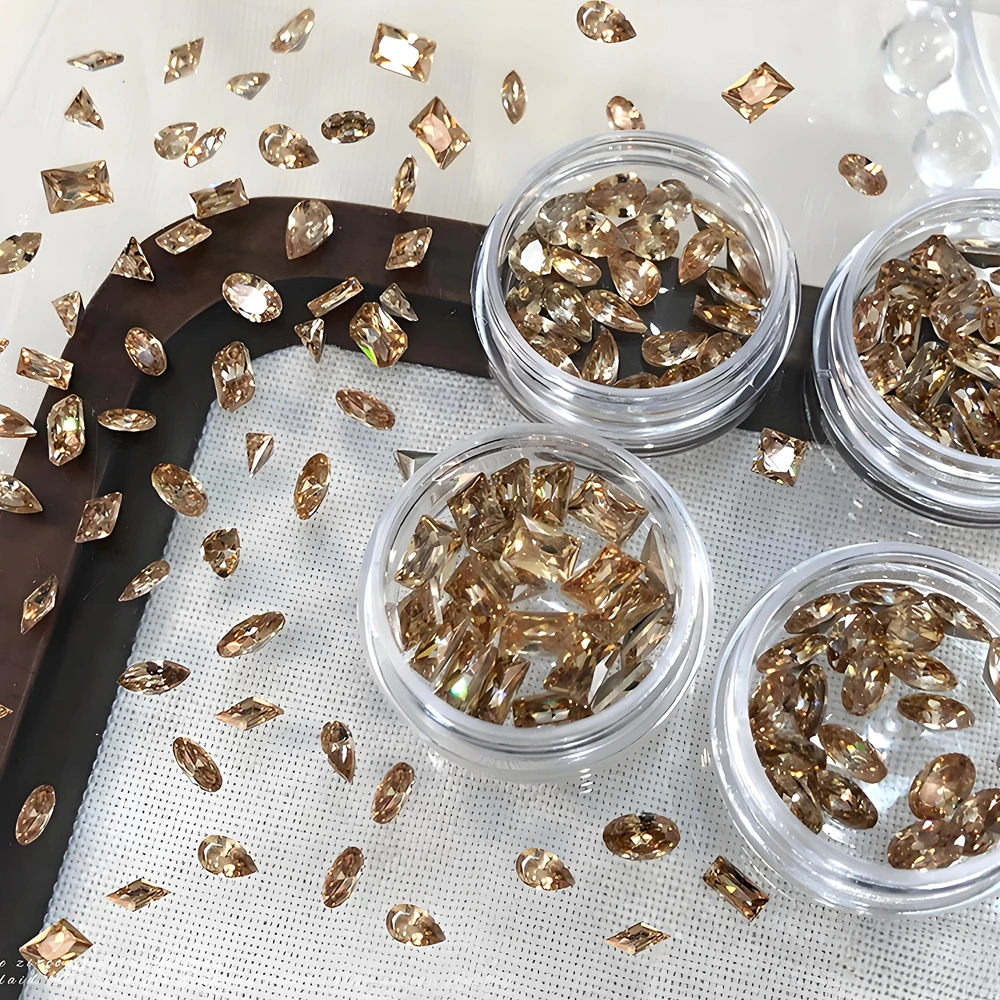 

20PCS 5A Champagne-colored Crystal Zircon Mini 3D Nail Art Rhinestone Accessories For Nails Decoration Manicure Decor Supplies