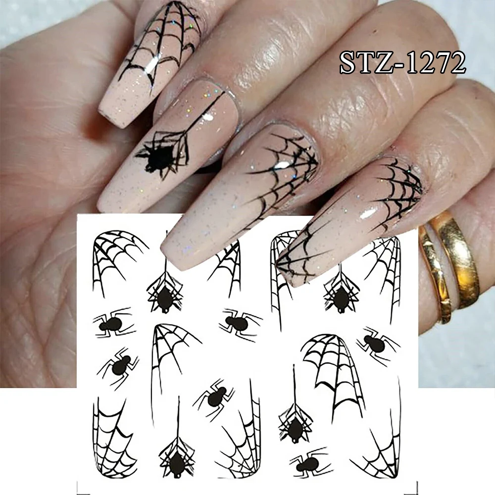 Halloween Nail Art Stickers Evil Pumpkin 3D Nail Decals Cartoon Skull Water Transfer Sticker DIY Festival Nail Decorations