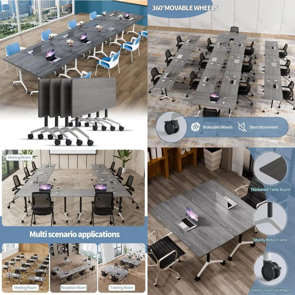 

Конференц-столы Silent Wheel для бесшумного перемещения, регулируемые, для тренингов и переговорных комнат, серые