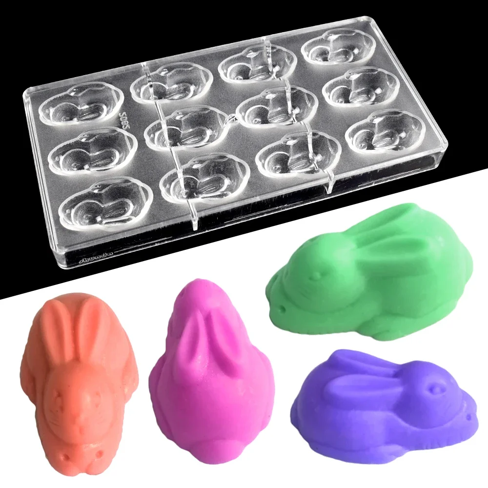 

3D Easter Bunny Polycarbonate Chocolate Mold Rabbit Shape Chocolate Bonbons Candy Confectionery Baking Pastry Tools
