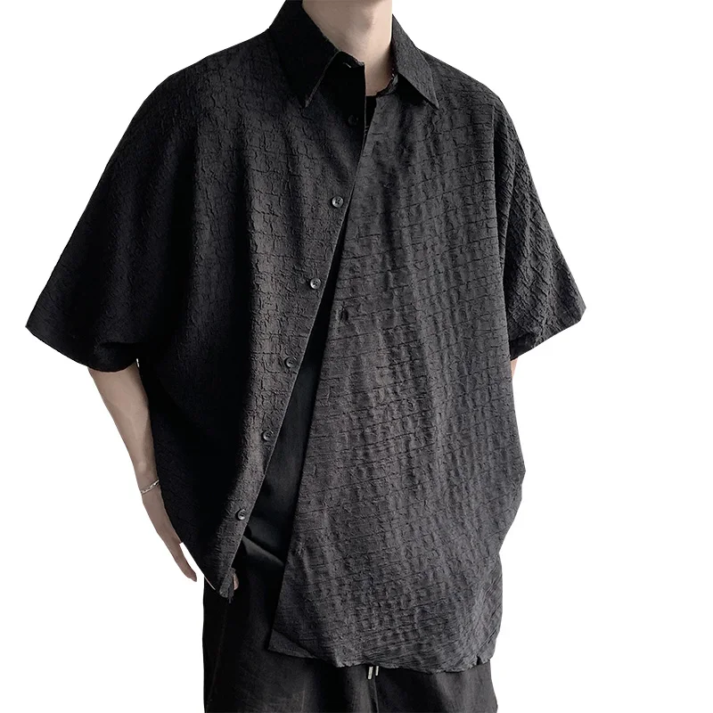 Shirts Men Floral Japanese Style Fashion Loose  Pleated Vibe All-match High Street Youthful Cool Designed Vintage surplice