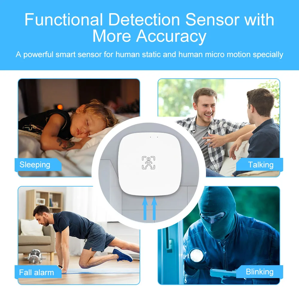 WiFi & Zigbee Smart Human Presence Motion Sensor,Luminance/Distance Detection, Tuya Smart Life Home Automation,For Alexa, Google