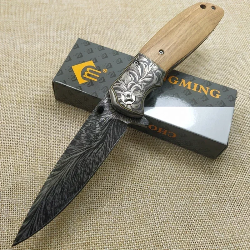 Folding Hunting Knife Survival Camping Pocket Knives Portable Outdoor Tactical Knives Damascus Pattern EDC Tool