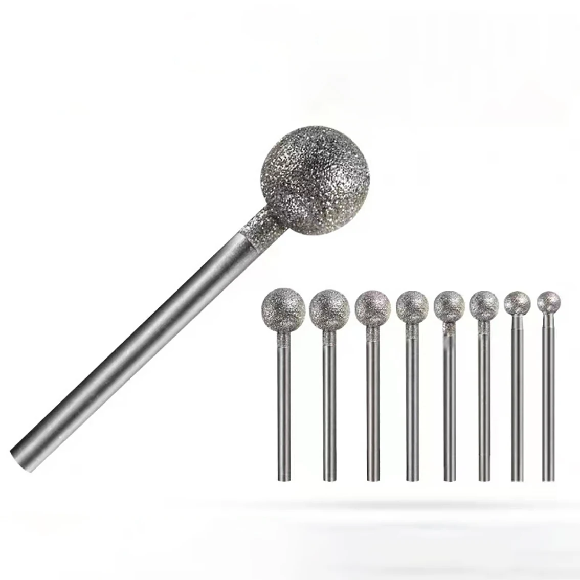 

0.5mm-12mm Spherical Diamond Grinding Point Ball 2.35/3mm Shank F Needle Round Head Glass Jade Carve Tools