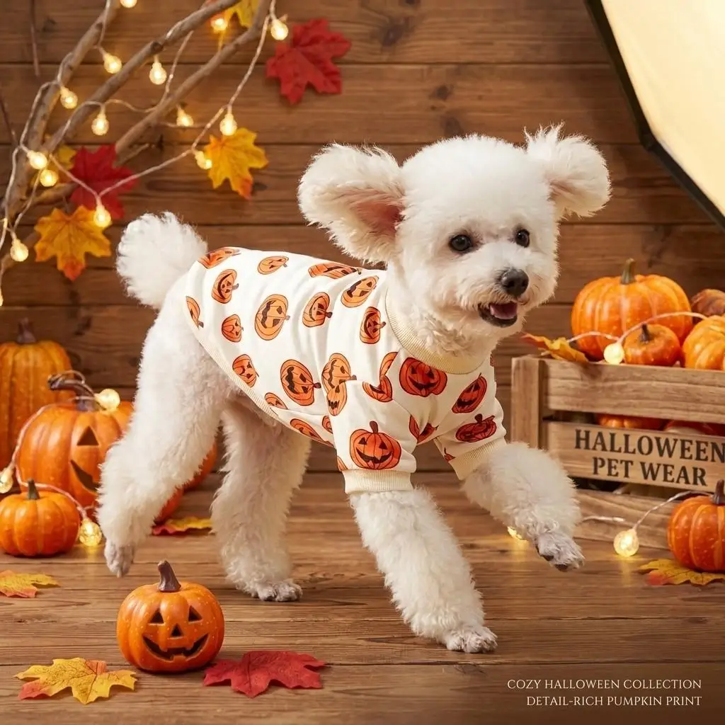 Halloween-Kürbis-Hundepullover, Haustier-Pullover, Welpen-Outfits, Party-Cosplay-Kostüm, Haustierkleidung für kleine und mittelgroße Hunde und Katzen – Detail 4