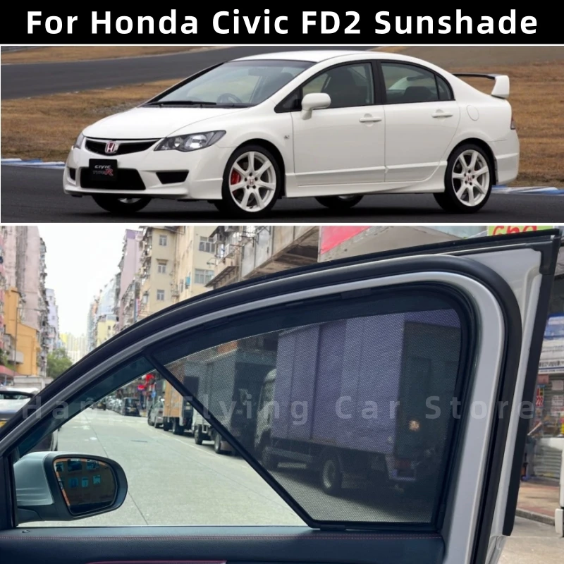 

Солнцезащитная сетка для окон автомобиля HONDA CIVIC FD2 2006-2010, солнцезащитные экраны для передних и боковых дверей, сетчатая шторка