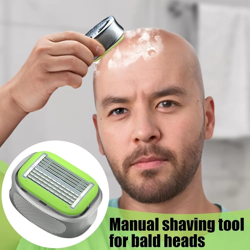 Portable Manual Razor Grooming Tool for Head And Body Hair Wet/Dry Use Low-Friction Barber Blade Shaver with Travel Case Ideal Gift for Men