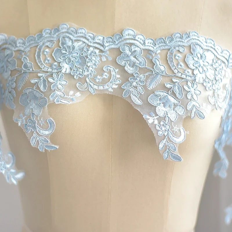 Multicolor Border Embroidered Lace Trim, Wedding Dress Head Accessories, DIY Material Curtain, Hand-embroidered Lace Fabric