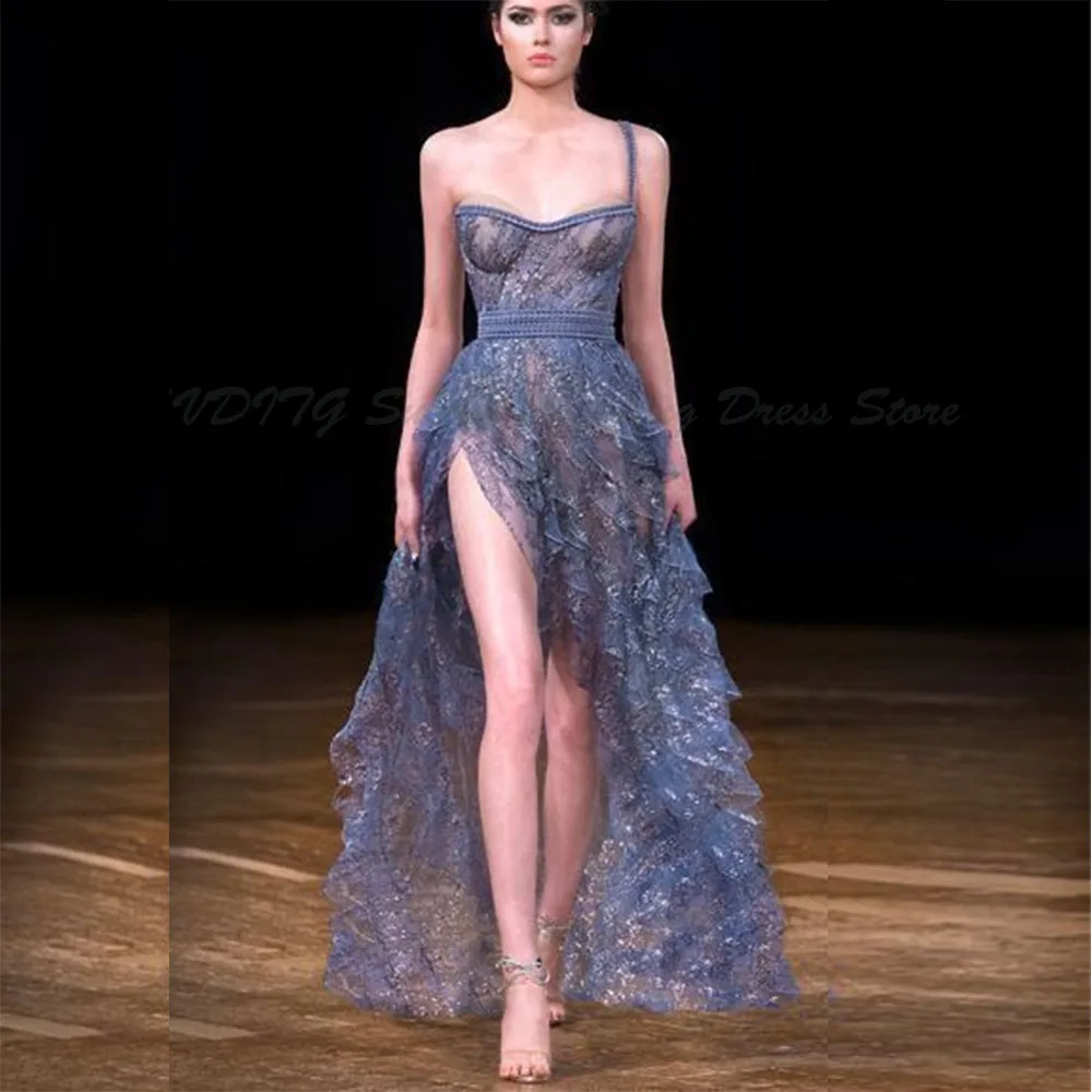 Elegant Women Prom Dresses One Shoulder A-Line Sleeveless Floor Length Customized Special Occasion Wedding Evening Party Gowns