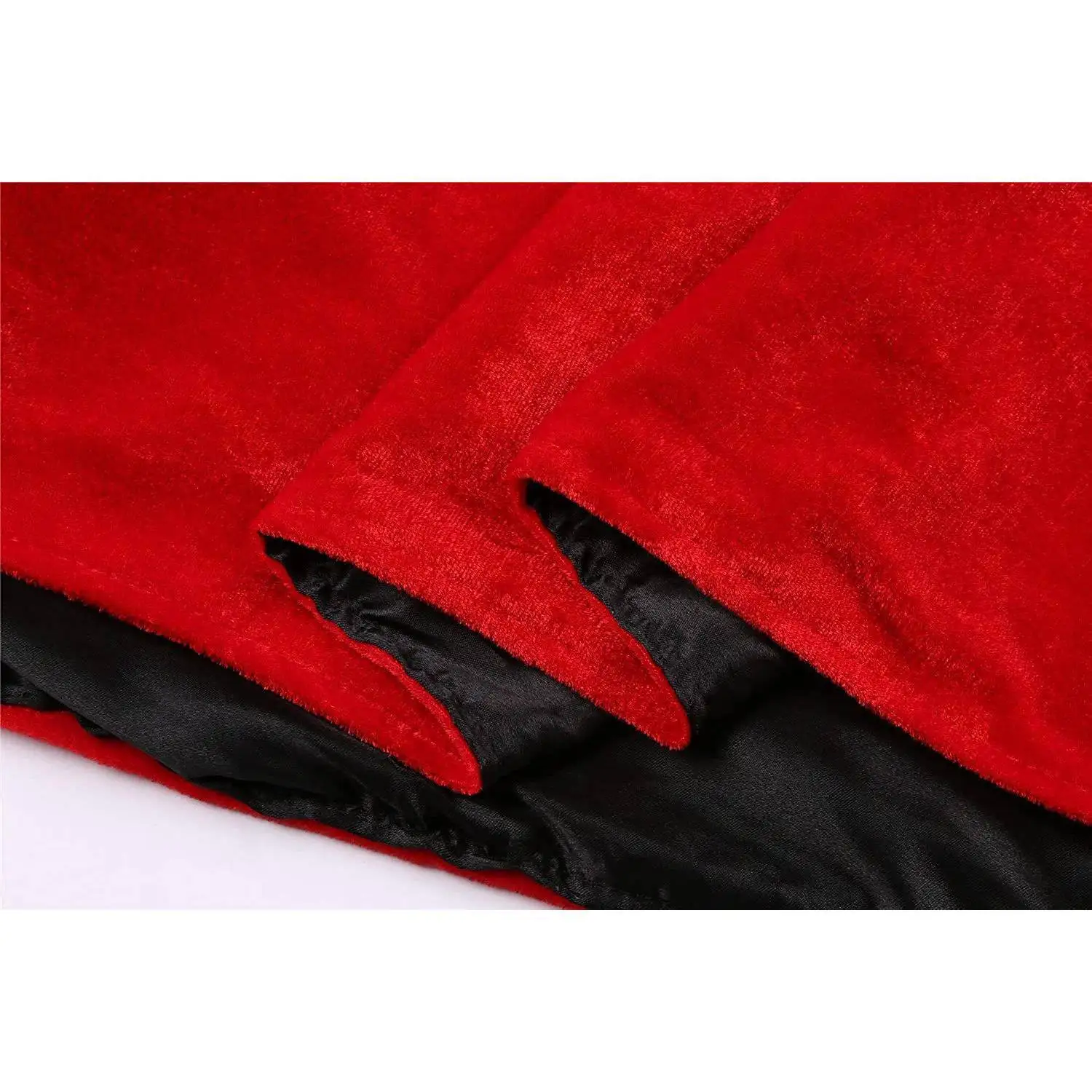 عباءة الهالوين المخملية ذات الطبقة المزدوجة مع غطاء للرأس باللون الأسود والأحمر والأحمر النبيذي، معطف للعروض، زي تقليدي للنسا...