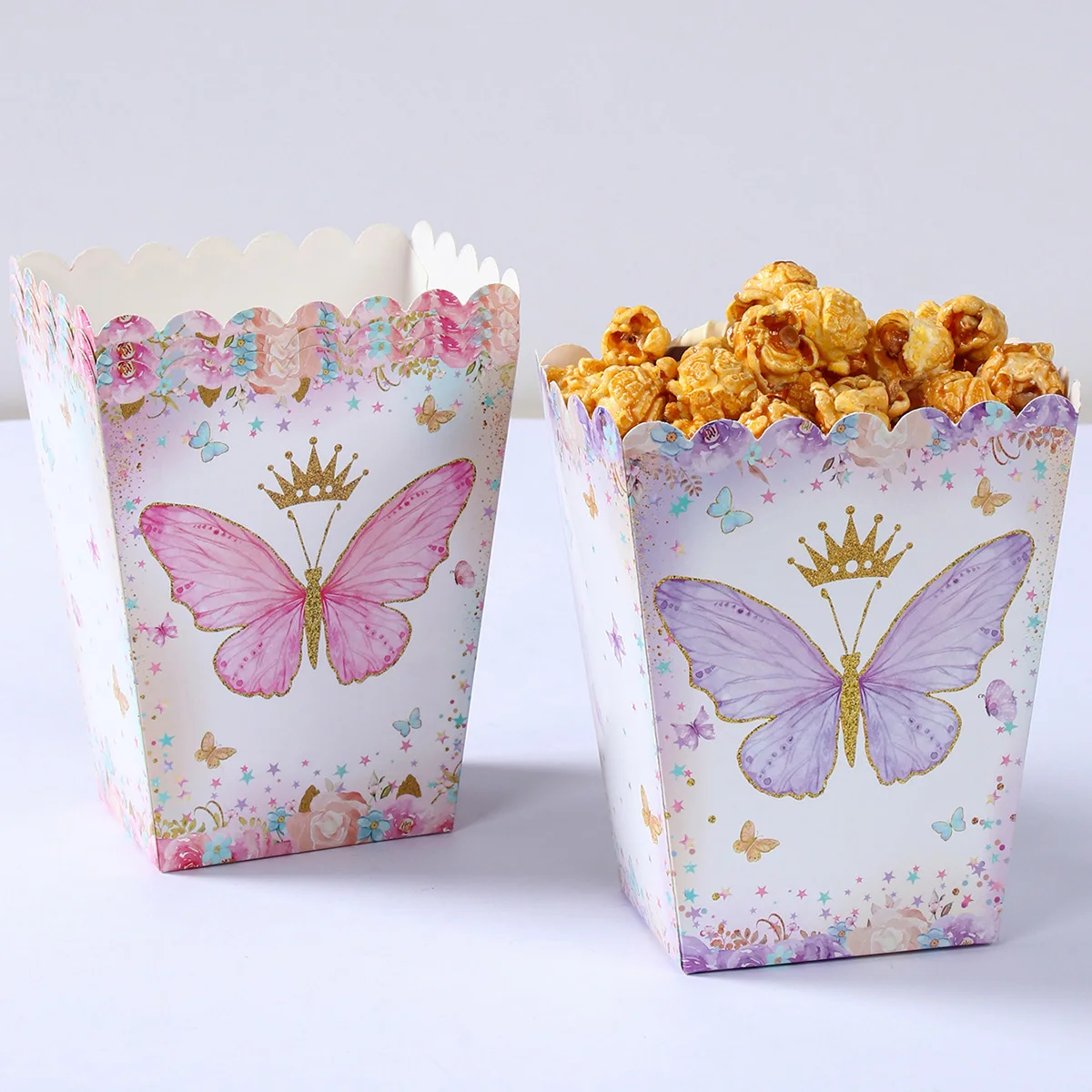 Pink Purple Butterfly Popcorn Box Candy Box Butterfly Birthday Party Decor Kids Girl Wedding Birthday Party Supplies Baby Shower