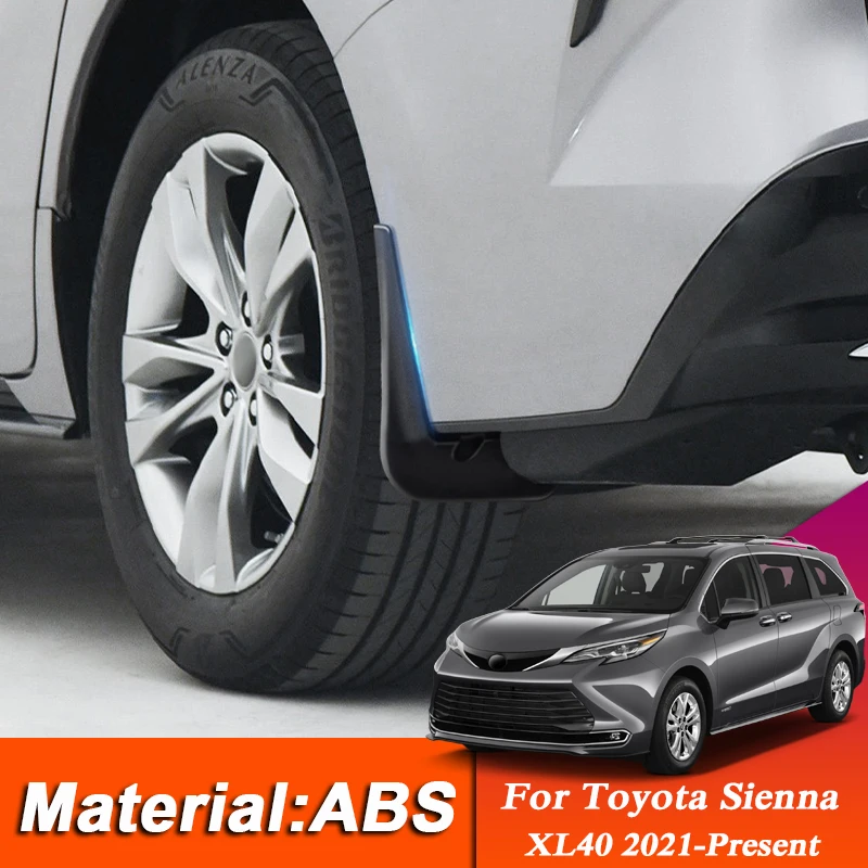 

4pcs Car Styling For Toyota Sienna XL40 2021-Present ABS Mud Flap Splash Guard Mudguard Perfector External Auto Accessories