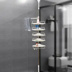 Rustproof Shower Corner for Bathroom Bathtub Storage Organizer For Shampoo Accessories 5-Tier Adjustable Shelves with Tension