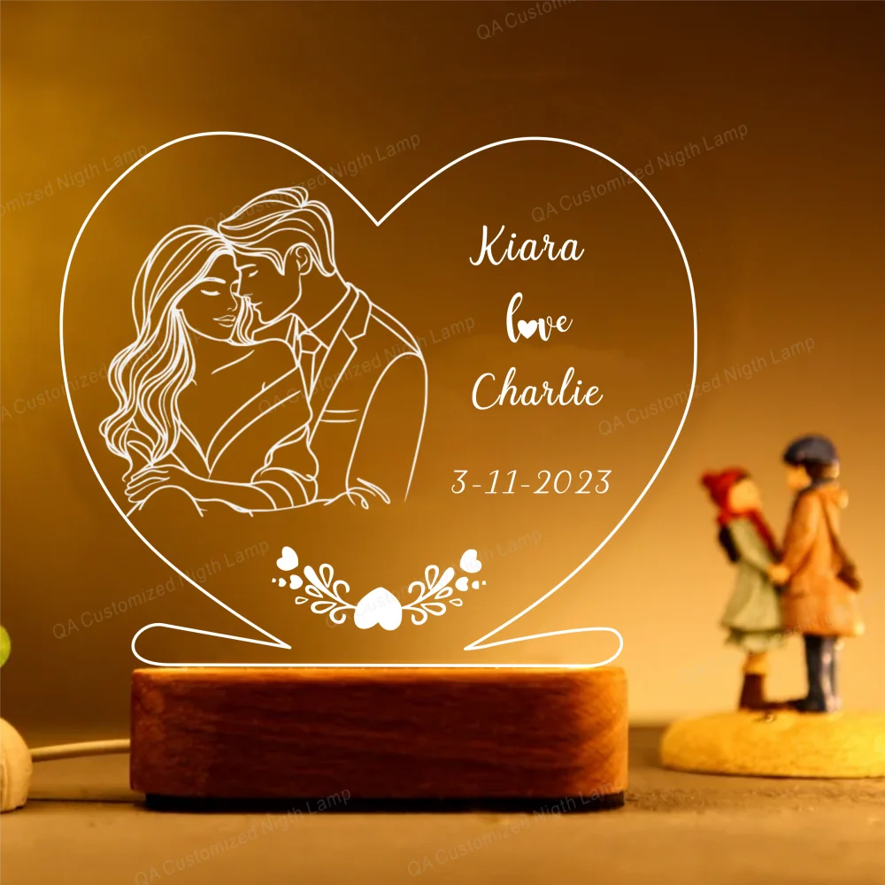 

Valentine's Day Gifts for Girlfriend Customized Name Night Light Anniversary Personalized Acrylic Plaque Night Lamp Gift