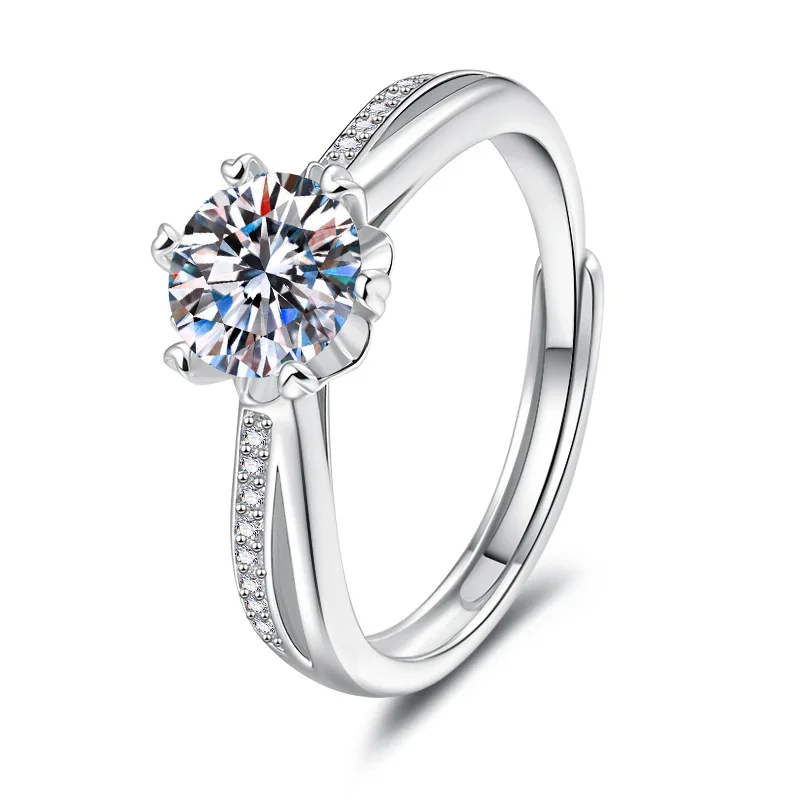 

Ювелирные изделия из стерлингового серебра 925 пробы, кольцо с муассанитом, неодимовая инкрустация в форме сердца с шестью когтями, нишевый дизайн, модные и универсальные.