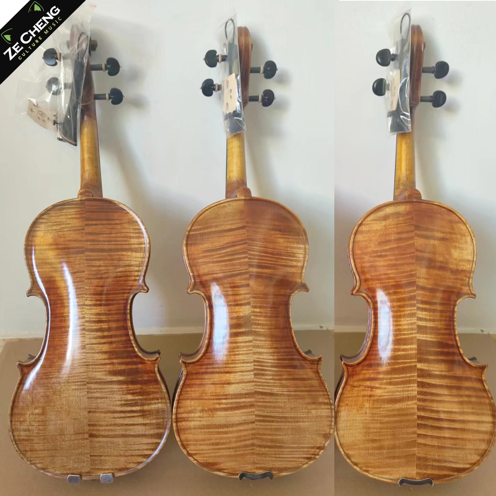 Professional Handmade 4/4 Violin, Two-Piece Flamed Maple Back, Complete Set with Case & Bow