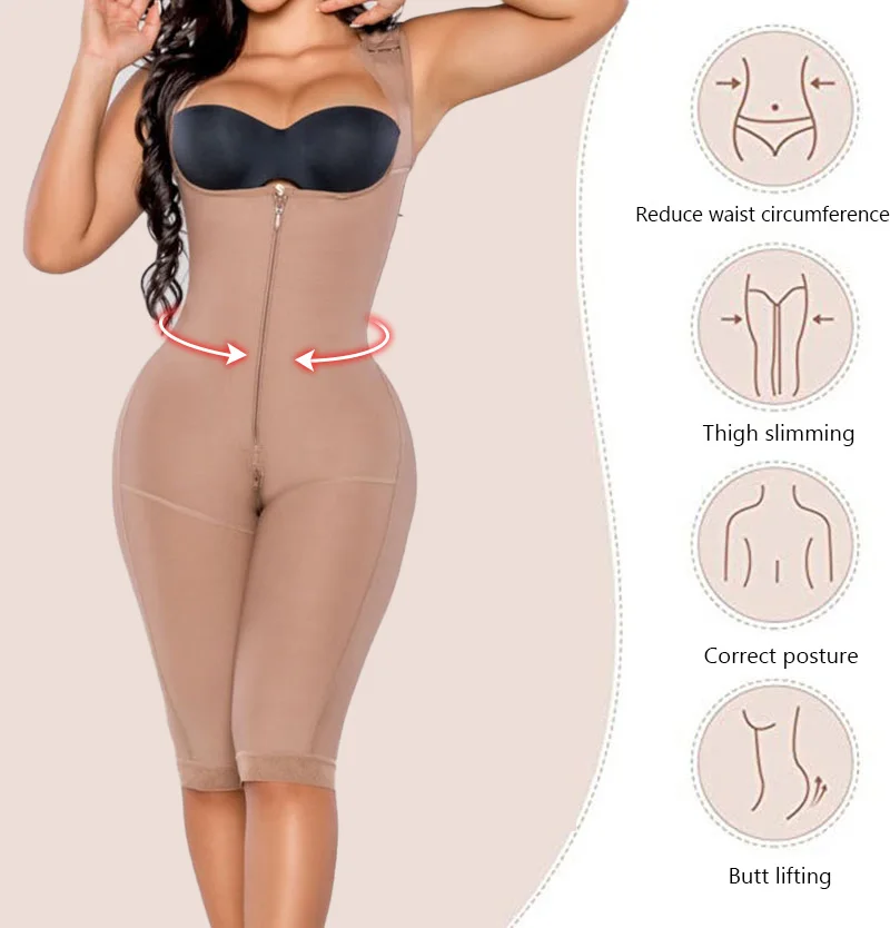 Fajas Colombianas Girdles Compression Shapewear with Zipper Post-Surgical Modeling Slimming Sheath Hip Lifting Body Shaper