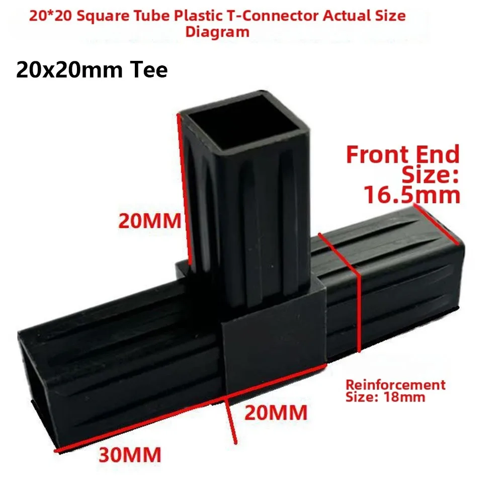 1Pcs 20/25/30mm Square Pipe Fitting 2/3/4/5-Way X-L-T Shape Plastic Pipe Connector Six Way Channel Black Cross Pipe Fitting