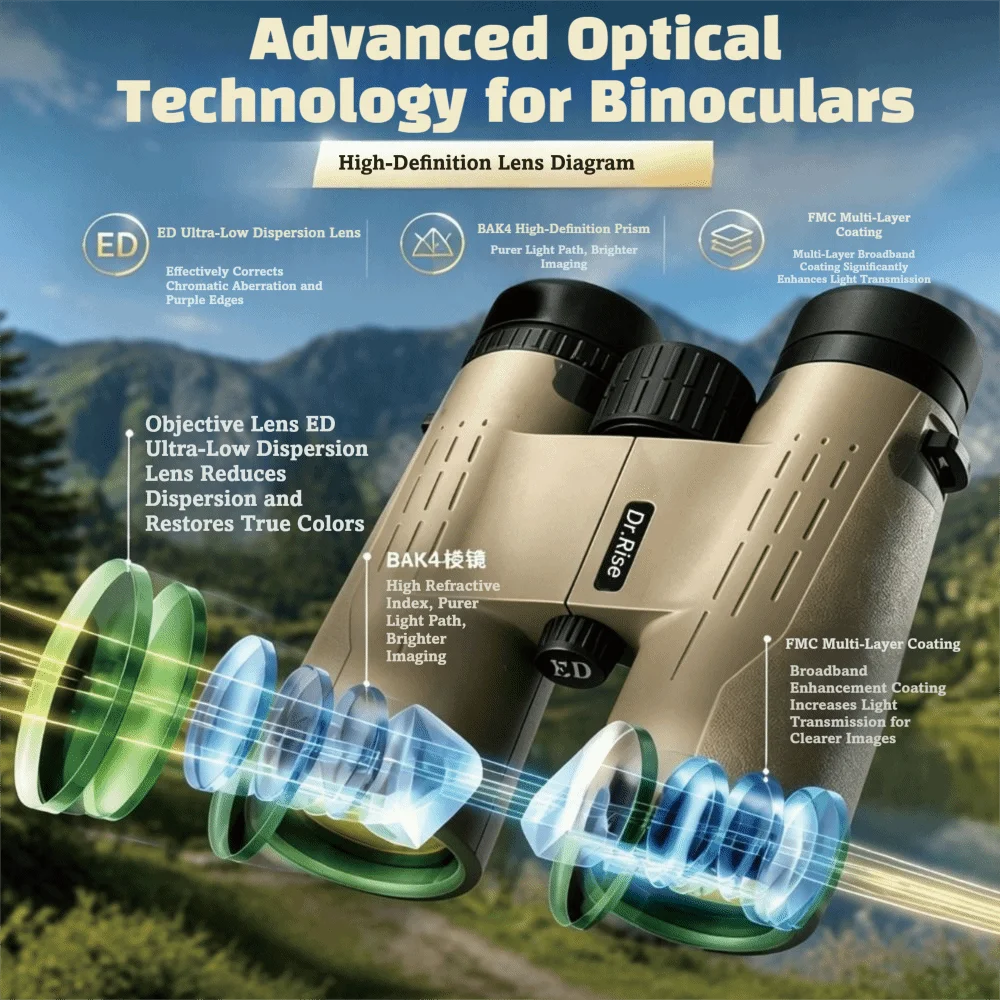 12x42 ED Binoculars Large Field of View Extra Low Dispersion HD Binoculars HD High Power Professional Binoculars Concert