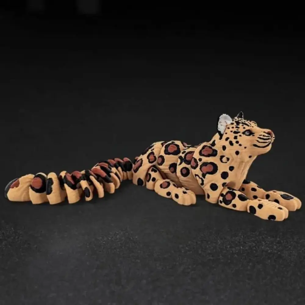 Creative 3D Printed Simulation Lifelike Rotatable Snow Leopard Model Simulation Articulated Simulation Tiger Figurine