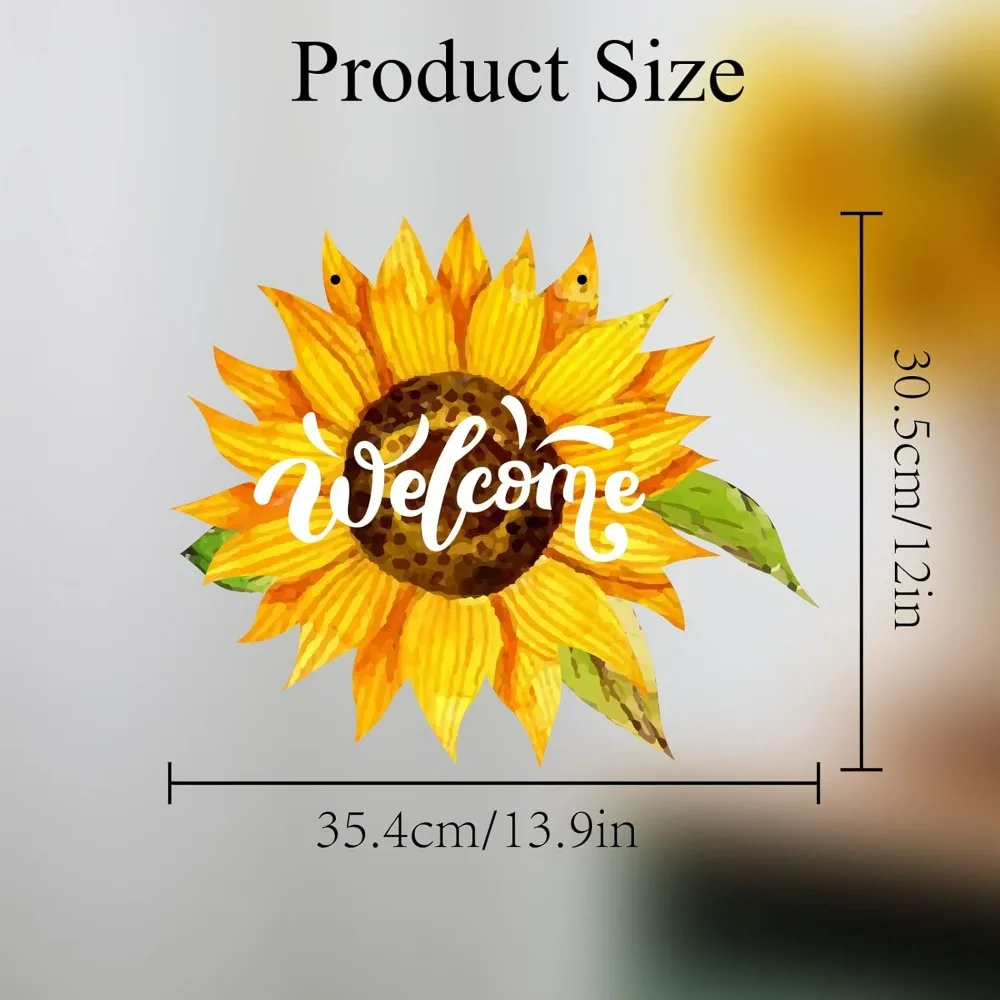 Sunflower Hanging Sign Welcome Theme Wooden Sign Wall Decor Sunflower Shape Hanging Ornament Natural Wood Hanging Wall