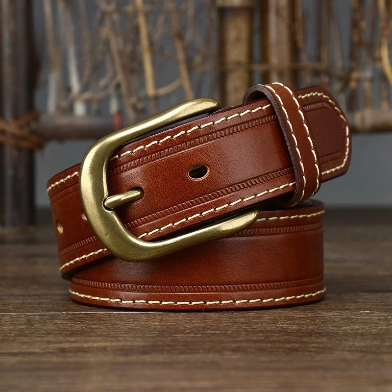 handmade-vintage-spirit-men's-belt-matte-leather-bule-faionable-waist-belt-copper-clasp-38cm-width-for-all-ages