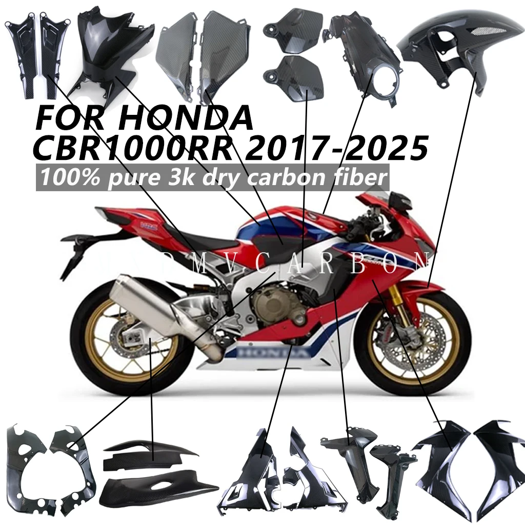 

For HONDA CBR1000RR 2025 2024 2023 2022-2017 Dry Carbon Fiber Motorcycle Parts Fender Fuel Tank Cover Side Panel Fairing Kits
