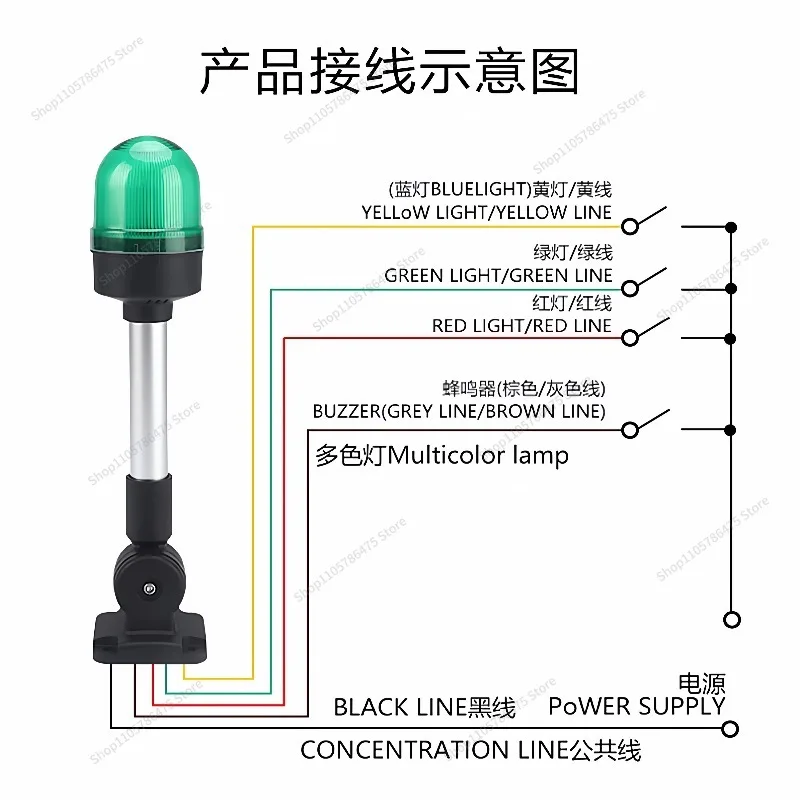 For Gaoqiao Electronics GQELE Rotating Hemispherical Circular Red, Green, Yellow Multi-Color LED Warning Light Equipment Machine