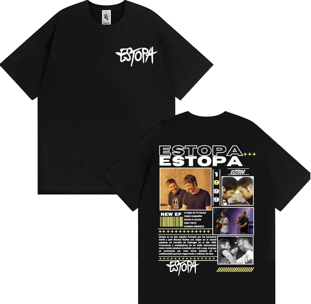 Camisetas con gráficos del tour del rapero Estopa, camiseta de moda Hip Hop High Street para hombre, camisetas de verano, camiseta de gran tamaño, ropa de calle