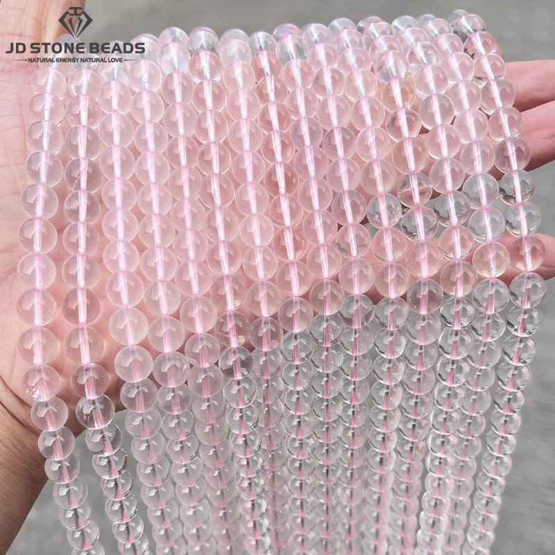 

7A Natural Stone Ice Star Pink Quartz Beads Round Loose Spacer Bead For Jewlery Making Diy Necklace Bracelet Accessory