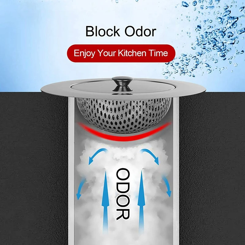 2 Chiếc Bồn Rửa Chén Lưới Lọc Lớn Vành Rộng 4.5 Inch Đường Kính, Có Nắp Đậy Thép Không Gỉ, phù Hợp Với Hầu Hết Các Cống Dẫn Nước