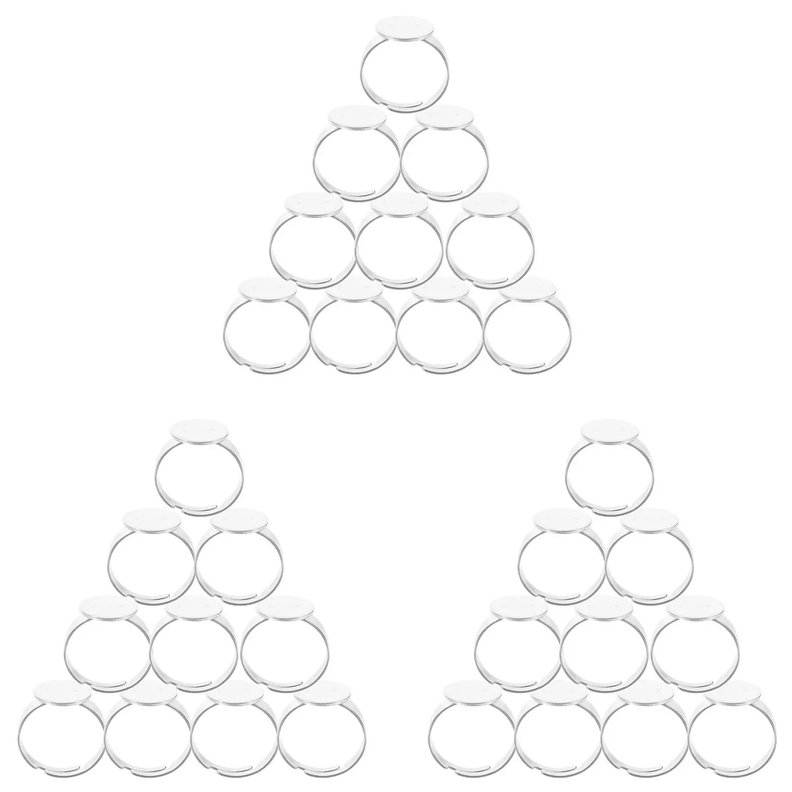 

30Pcs Time Gem Ring Blanks Stainless Steel Adjustable 12Mm Round Bezel Tray DIY Finger Ring Base Jewelry Making Cabochon