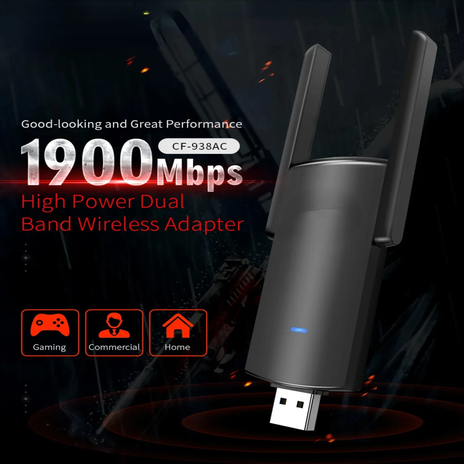 1900Mbps High Power USB3.0 Wireless Network Card RTL8814AU WiFi Adapter Long Range 2dBi Antenna Support Monitor  Kali Linux