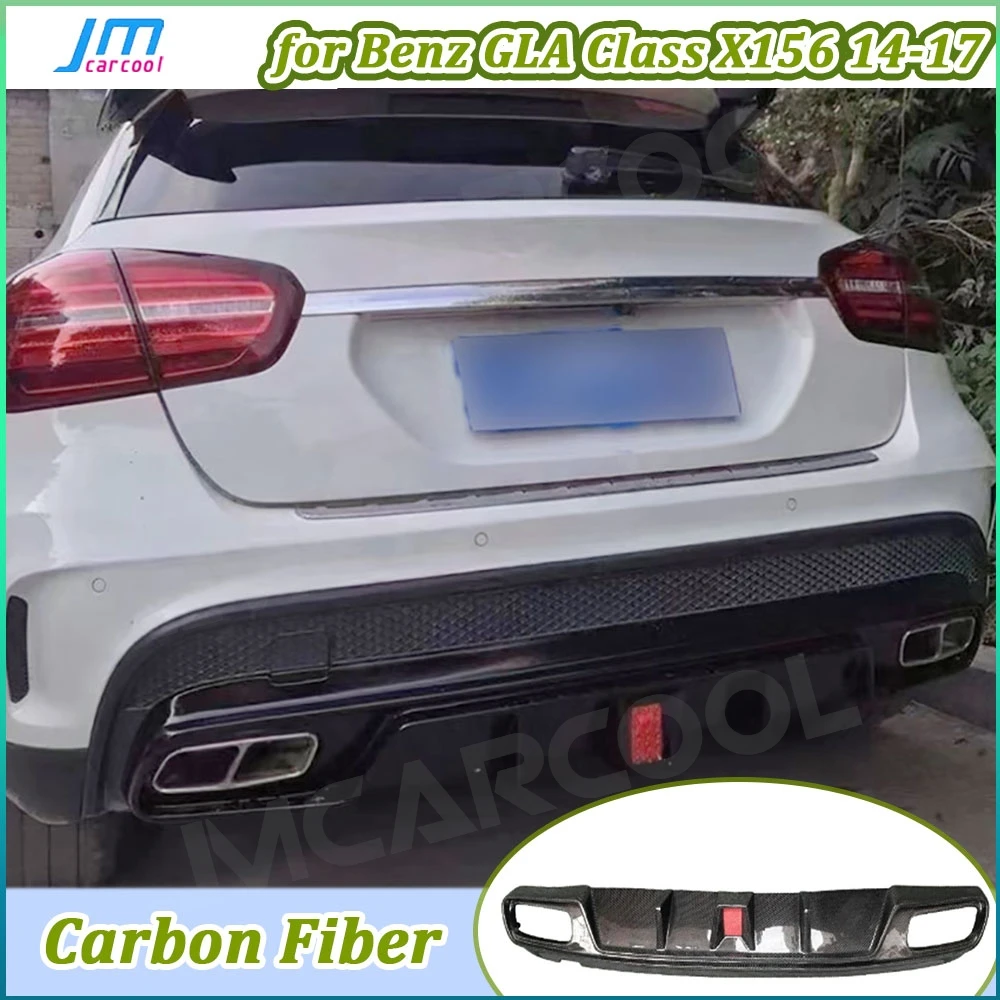 

JMCARCOOL Carbon Fiber for Benz GLA Class X156 GLA260 GLA45 For AMG Sport 2014-2017 Rear Bumper Spoiler Lip With LED Light